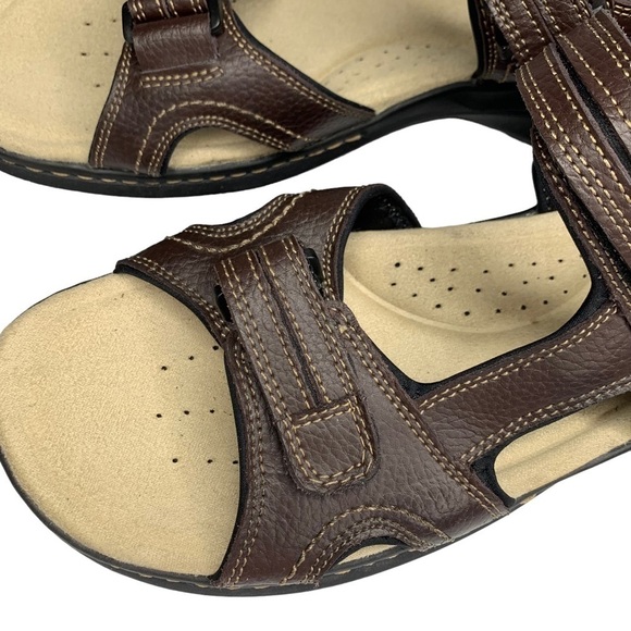 Dockers Men’s Brown Leather Cushioned Footbed Adjustable Straps Sandals Size 12 - Picture 5 of 16